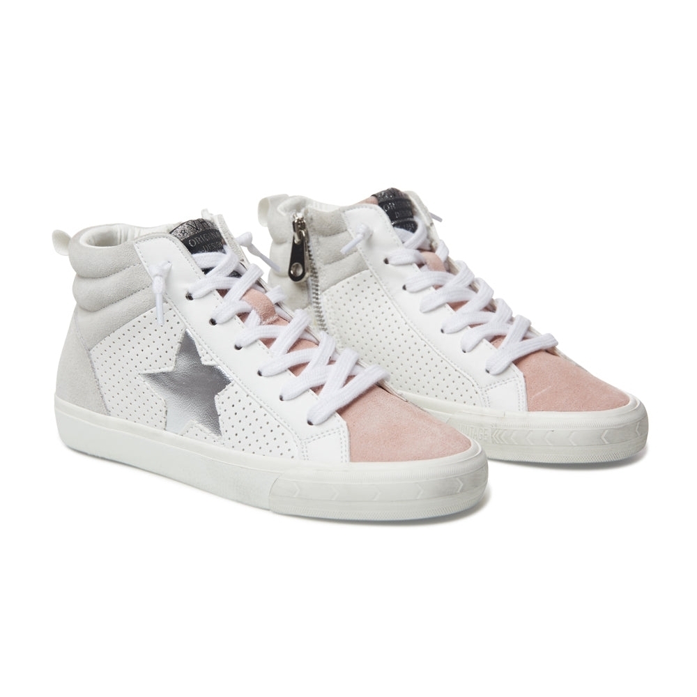 Vintage Havana Jane Ro High Top Sneakers Shoes White/Blush/Silver Womans 10M